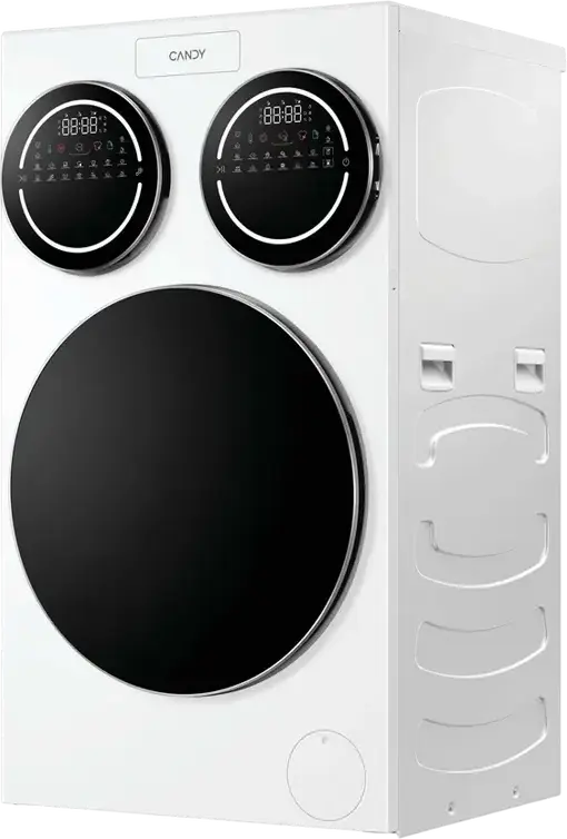 Candy MQD 410CBL9-S MultiWash Washing Machine, 12kg Total Capacity, 3 Drums, 1400 rpm, Energy Class A, UV Hygiene, Direct Motion Motor, White/Black