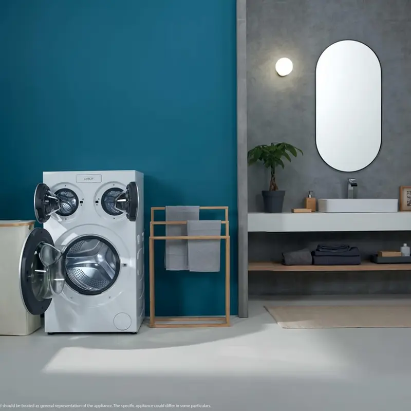 Candy MQD 410CBL9-S MultiWash Washing Machine, 12kg Total Capacity, 3 Drums, 1400 rpm, Energy Class A, UV Hygiene, Direct Motion Motor, White/Black