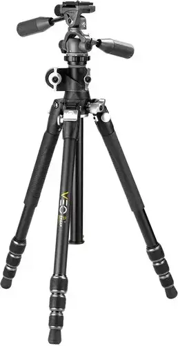 Vanguard VEO 3T+ 234CT Carbon Fiber Travel Tripod and Monopod, MACC Multi-Angle Center Column, Video Pan-Tilt Head, 10kg Load, Black