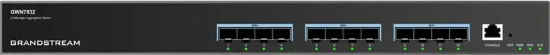 Управляемый сетевой коммутатор Grandstream GWN7832 Layer 3 Aggregation, 12 портов 10G SFP+, пропускная способность 240 Гбит/с, монтаж в стойку, GWN.Cloud