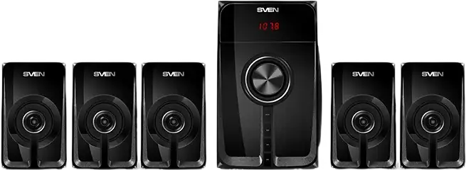 Акустическая система домашнего кинотеатра SVEN HT-202 5.1, 100 Вт RMS, Bluetooth, USB, SD, FM-тюнер, корпус МДФ, LED-дисплей, пульт ДУ, черный