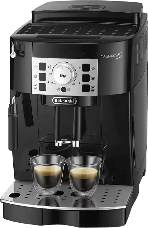 DeLonghi Magnifica S ECAM 22.112 B Automatic Espresso Machine, 15 Bar, 1450W, Integrated Stainless Steel Grinder, Manual Milk Frother, Black