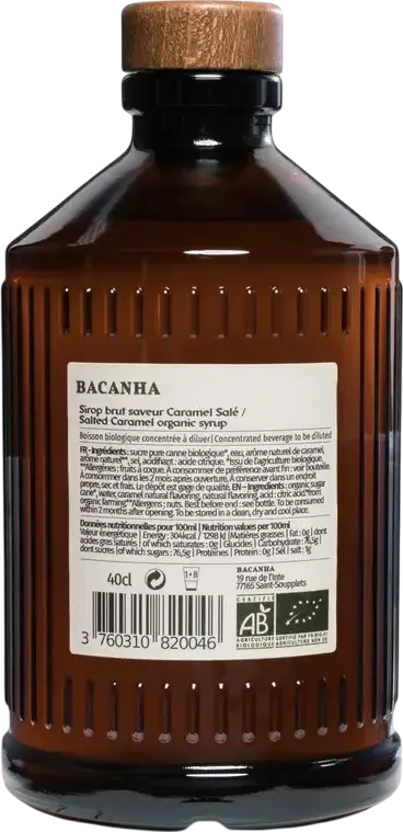 Sirop Bacanha Brut Caramel Salé, 400 ml