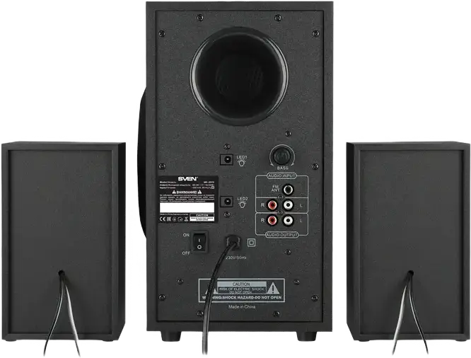 Sistem Difuzoare Multimedia SVEN MS-2070 2.1, 60W RMS, Bluetooth, USB, SD, Radio FM, Iluminare RGB, Corp din MDF, Telecomanda, Negru