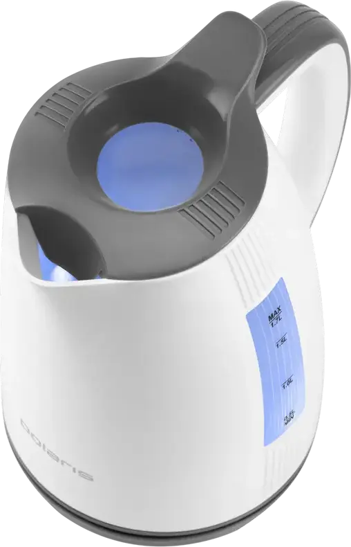 Электрический чайник Polaris PWK 1708C Water Way Pro, 1.7 л, 2200 Вт, пластирный корпус, скрытый нагревательный элемент, белая LED-подсветка, фильтр от накипи