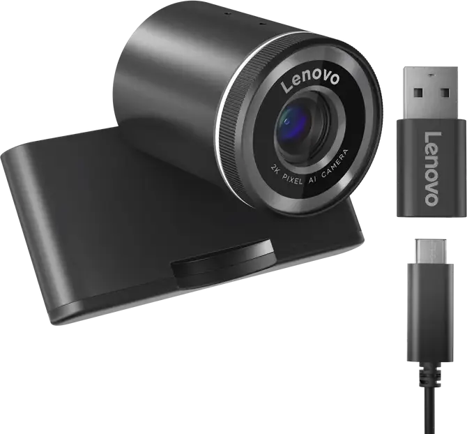 Lenovo QHD Webcam 4XC1Q25245 2K Resolution 30fps AI Auto-focus Adjustable FOV 90/78/65 HDR Noise Cancellation USB-C Microsoft Teams Certified Black