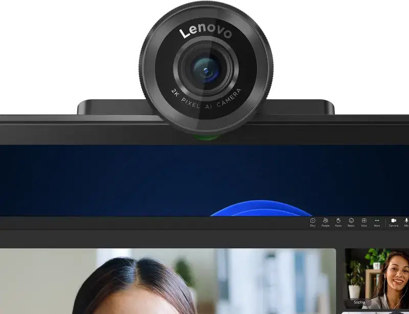 Lenovo QHD Webcam 4XC1Q25245 2K Resolution 30fps AI Auto-focus Adjustable FOV 90/78/65 HDR Noise Cancellation USB-C Microsoft Teams Certified Black