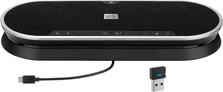 EPOS EXPAND SP 80 Portable Speakerphone, Bluetooth and USB Connectivity, 6 Adaptive Beamforming Microphones, 18h Battery, Supports 16 Participants, Black