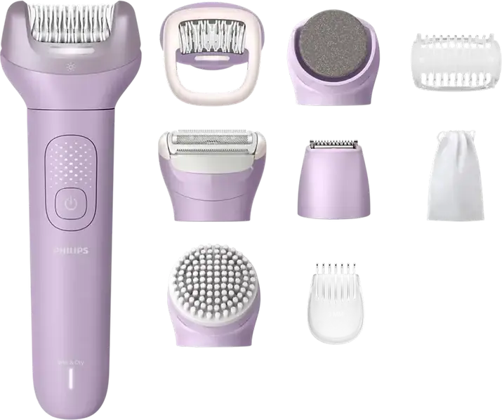 Epilator Philips BRE728/00 Series 9000, Wet & Dry, 32 Pense, Tehnologie ProGuide, Lumina LED 360, Brici, Trimmer, Exfoliere, Baterie Li-ion