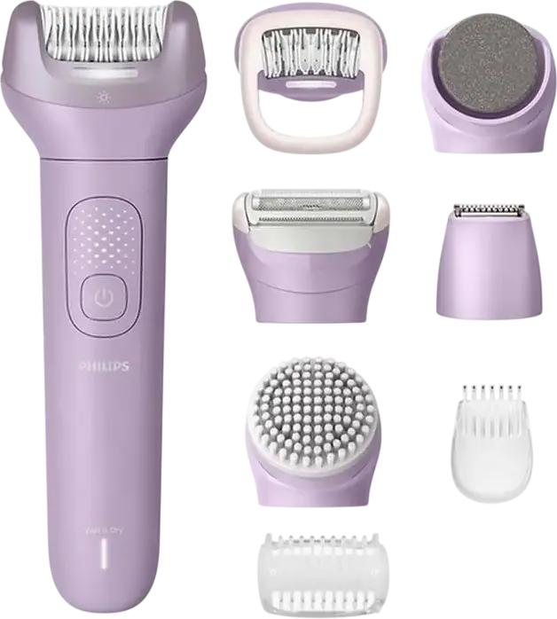 Epilator Philips BRE728/00 Series 9000, Wet & Dry, 32 Pense, Tehnologie ProGuide, Lumina LED 360, Brici, Trimmer, Exfoliere, Baterie Li-ion