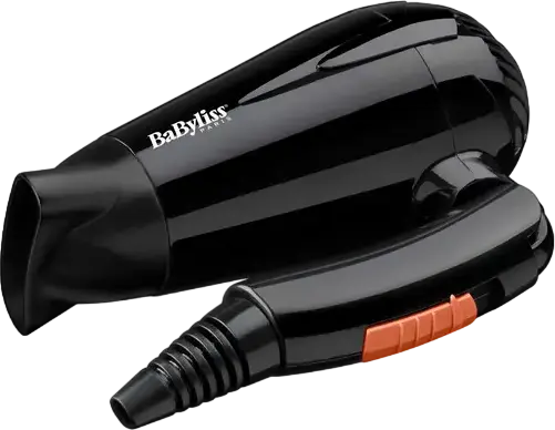 BaByliss Travel Dry 5344E Hair Dryer, 2000W, Dual Voltage, Foldable Handle, 2 Speed and Temperature Settings, Cold Shot, Concentrator Nozzle, Black
