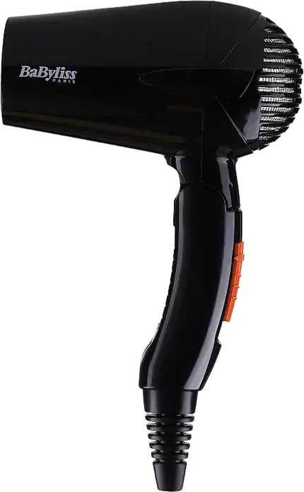 BaByliss Travel Dry 5344E Hair Dryer, 2000W, Dual Voltage, Foldable Handle, 2 Speed and Temperature Settings, Cold Shot, Concentrator Nozzle, Black