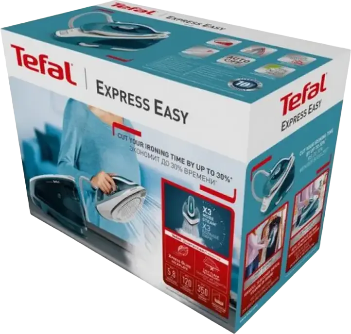 Tefal Express Easy SV6131E0 Steam Generator Iron, 2200W, 5.8 bar Pressure, 350g/min Steam Boost, 1.7L Tank, Ceramic Xpress Glide Soleplate