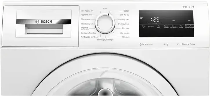 Стиральная машина Bosch Series 4 WAN28258FR с фронтальной загрузкой, 8 кг, 1400 об/мин, класс энергопотребления A, EcoSilence Drive, Iron Assist, белая