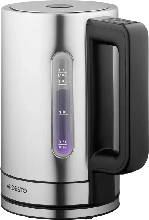 Fierbător electric Ardesto EKL-FD700SS, 1.7L, 2200W, Inox, Control Electronic Temperatura 50-90°C, Controler Strix, Indicator Nivel Apă LED