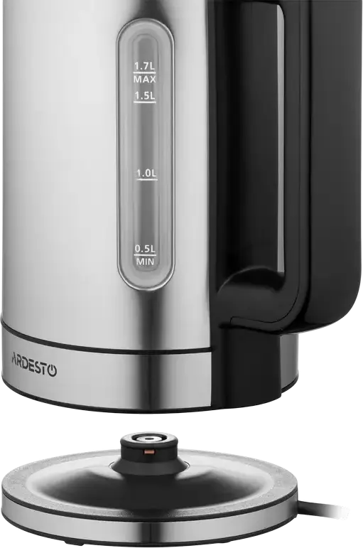 Fierbător electric Ardesto EKL-FD700SS, 1.7L, 2200W, Inox, Control Electronic Temperatura 50-90°C, Controler Strix, Indicator Nivel Apă LED