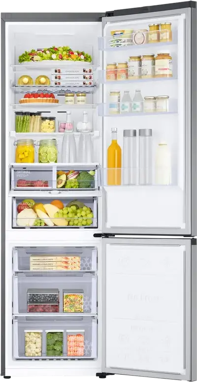 Холодильник Samsung RB38C676DSA, объем 390 л, No Frost, Digital Inverter, SpaceMax, Optimal Fresh, серебристый, 203x59.5x65.8 см