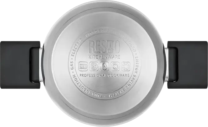 RESTO 92201 Anser Stainless Steel Saucepan with Glass Lid, 1.6L, 16cm, Induction Compatible Professional Cookware, Grey