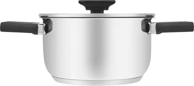 RESTO 92201 Anser Stainless Steel Saucepan with Glass Lid, 1.6L, 16cm, Induction Compatible Professional Cookware, Grey