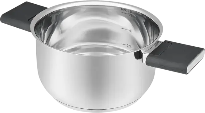 RESTO 92201 Anser Stainless Steel Saucepan with Glass Lid, 1.6L, 16cm, Induction Compatible Professional Cookware, Grey
