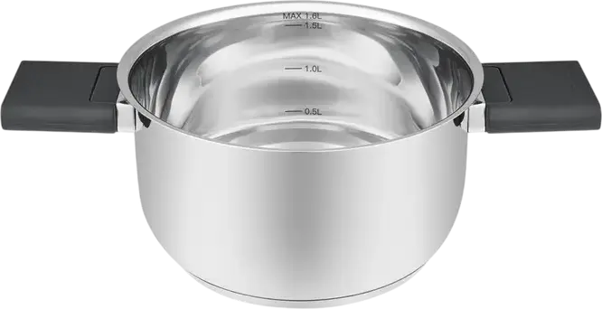 RESTO 92201 Anser Stainless Steel Saucepan with Glass Lid, 1.6L, 16cm, Induction Compatible Professional Cookware, Grey