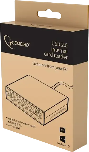 Gembird FDI2-ALLIN1-02-B Internal Card Reader USB 2.0, 3.5 inch Bay, MS SD MMC XD CF CFII T-Flash M2 Support, Front USB 2.0 Port, Black Metallic Casing