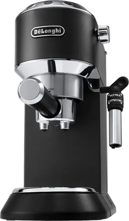 Кофемашина DeLonghi Dedica Pump Espresso, цвет черный, профессиональный насос 15 бар, 1300 Вт, система нагрева Thermoblock, металлический корпус, капучинатор