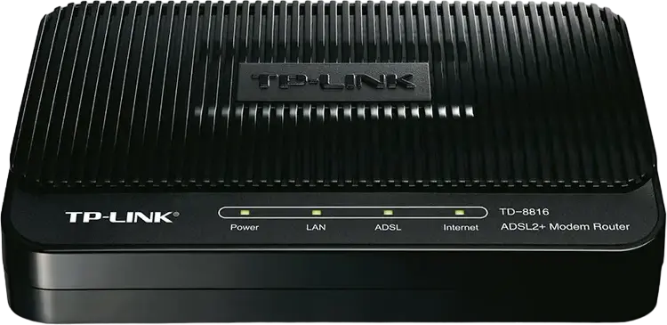 TP-Link TD-8816 ADSL2+ Modem Router, 24 Mbps Downstream, IPv6 Support, QoS, SPI Firewall, 10/100Mbps RJ45 Port, Black