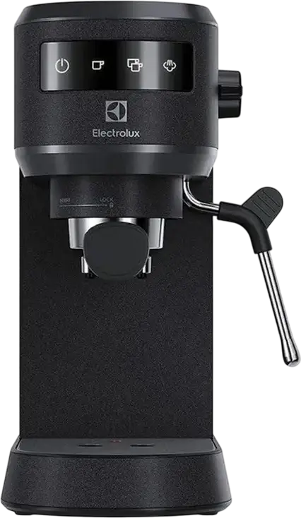 Electrolux E6EC1-6 Manual Espresso Machine 1450W, Black, with Steam Wand for Milk Frothing and Removable Drip Tray