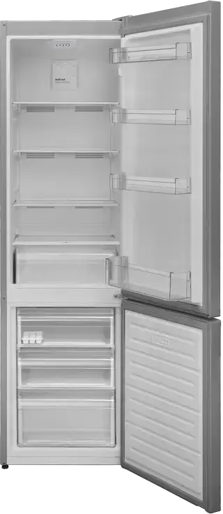 Frigider Combinat OZON OZ-NFN289MFI-EU, No Frost, Congelator Jos, Capacitate Neta 270L, Otel Inoxidabil, Control Electronic, Iluminare LED, 176x54x60 cm