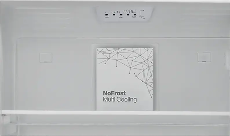 Frigider Combinat OZON OZ-NFN289MFI-EU, No Frost, Congelator Jos, Capacitate Neta 270L, Otel Inoxidabil, Control Electronic, Iluminare LED, 176x54x60 cm