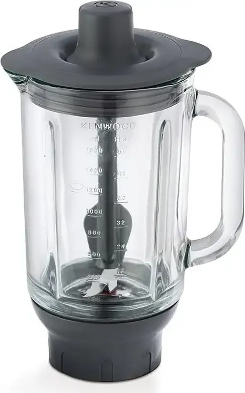 Accesoriu Blender Kenwood KAH359GL pentru Robot de Bucatarie, Vas Sticla Borosilicata ThermoResist 1.7L, Cruntare Gheață, pentru Chef, Major, Titanium