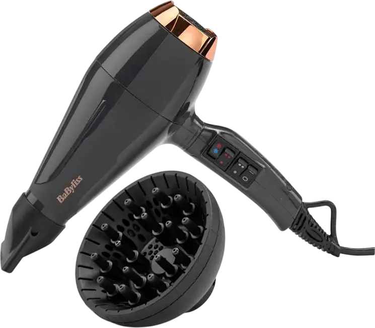 Фен для волос BaByliss 6720DSE, 2200 Вт, с ионизацией, 2 режима температуры и 2 режима воздушного потока, холодный обдув, диффузор и концентратор, черный