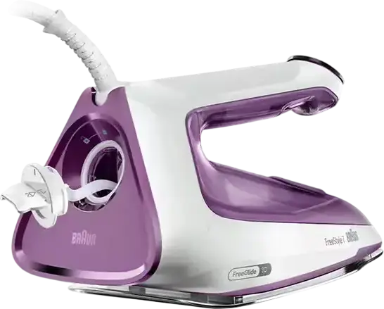 Fier de calcat cu abur Braun FreeStyle 7 FI7215VI, 2000W, Talpa Aluminiu EloxalPlus, Abur Continuu 50g/min, Jet Abur 250g/min, FreeGlide 3D, Violet/Alb