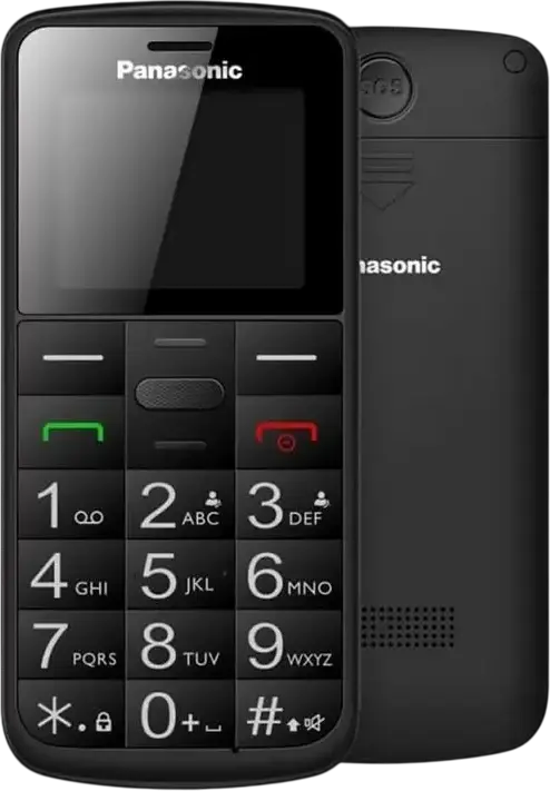 Panasonic KX-TU110 Dual-SIM 2G Feature Phone, 1.77-inch TFT LCD, 1000 mAh Battery, SOS Button, Shock Resistant, Bluetooth, USB Type-C, Black