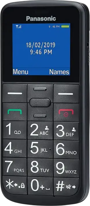 Panasonic KX-TU110 Dual-SIM 2G Feature Phone, 1.77-inch TFT LCD, 1000 mAh Battery, SOS Button, Shock Resistant, Bluetooth, USB Type-C, Black