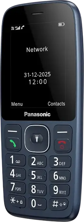 Panasonic KX-TF400 4G VoLTE Feature Phone, 2.4-inch TFT Color Display, nano-SIM, microSD, Bluetooth 5.0, USB Type-C, 1000 mAh Battery, Blue