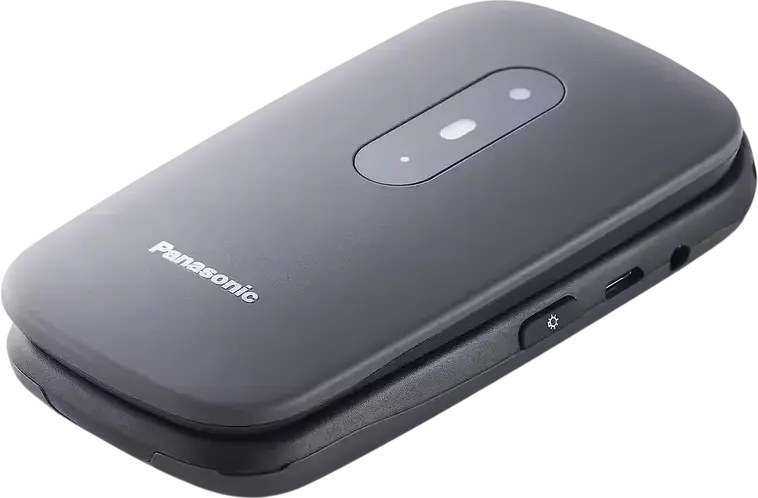 Panasonic KX-TU446 Clamshell Flip Phone, 2.4-inch TFT Display, 2G EDGE, microSD, NFC, Wi-Fi, GPS, MIL-STD-810G Waterproof and Dust-resistant, Grey