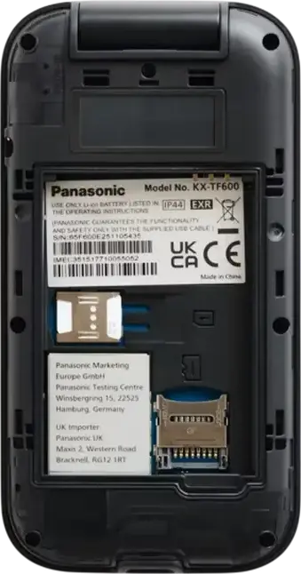 Telefon Flip Panasonic KX-TF600 4G LTE VoLTE, Ecran TFT LCD 2.8 inchi, nano-SIM, microSD, Bluetooth 5.0, USB Type-C, Rezistenta IP44, Negru