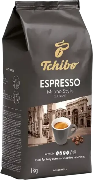 Tchibo Espresso Milano Style Elegant Boabe de Cafea, 1000g, Cafea Aromatica cu Crema Catifelata pentru Aparate de Cafea Automate