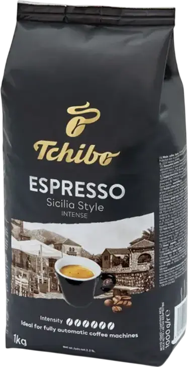 Tchibo Espresso Sicilia Style Intense Whole Coffee Beans, 1kg, Southern Italian Roast, Strong Intensity 6/6 for Automatic Machines