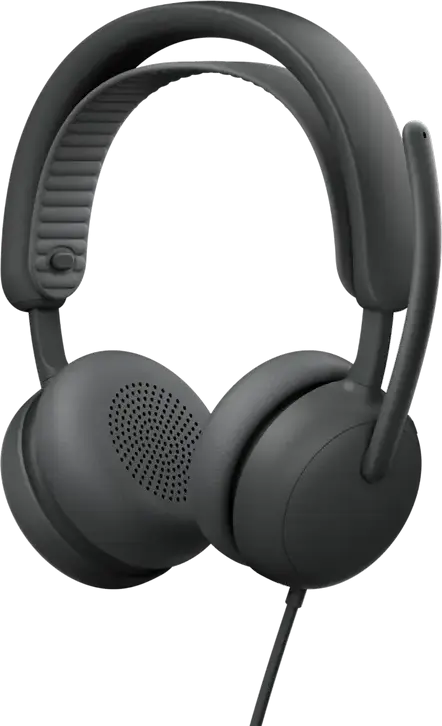 Casca Logitech Zone Wired 2 cu fir, Grafit, ANC Hibrid Adaptiv, Microfoane Duale cu Anulare Zgomot AI, USB-C/USB-A, Drivere 40mm, Certificată Microsoft Teams și Zoom