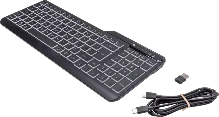 HP 400 Wired USB Keyboard, Plunger Technology, English Layout, Multimedia Fn Keys, Black, 1.5m Cable