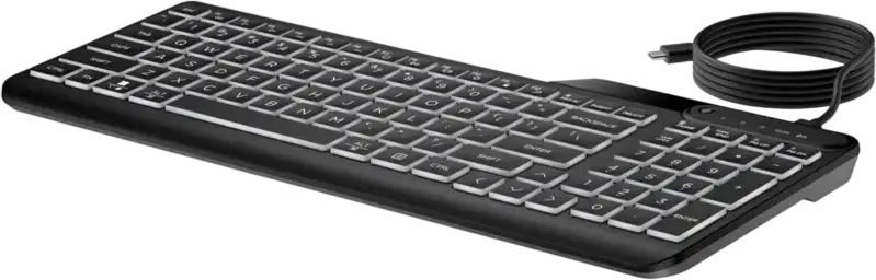 HP 400 Wired USB Keyboard, Plunger Technology, English Layout, Multimedia Fn Keys, Black, 1.5m Cable