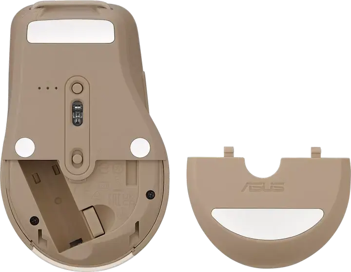 Mouse Wireless ASUS SmartO MD200, Bej, Bluetooth și RF 2.4GHz, Senzor Optic 4200 dpi, 6 Butone Programabile, Glide-uri 100% PTFE, Silent Plus, Windows 11/10