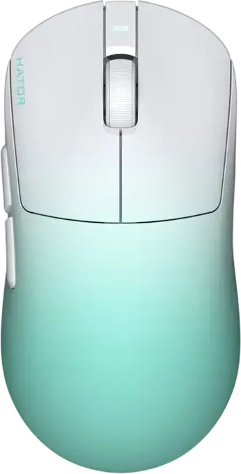 Mouse Gaming HATOR Quasar 3 Ultima 8K Wireless, Alb/Mentă, PixArt PAW 3950 30,000 DPI, Rata de Polling 8000Hz, Switch-uri Optice, Greutate 52g, Conectivitate Tri-Mode