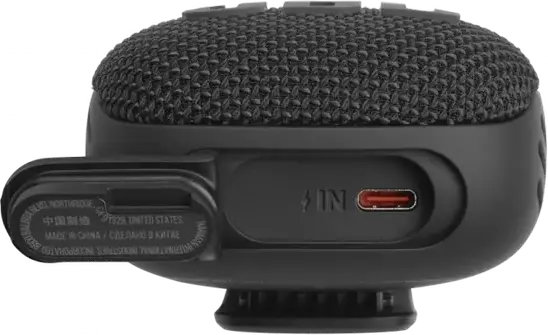 JBL Wind 3S Portable Bluetooth 5.0 Speaker, 5W RMS, IP67 Waterproof, 1050mAh Battery, USB Type-C, 110Hz-20kHz, Black, Durable Design for Cycling and Hiking
