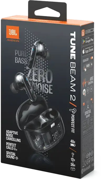 Casca JBL Tune Beam 2 True Wireless, Negru, Anulare Adaptivă a Zgomotului, Drivere Dinamice 10mm, Pure Bass Sound, Baterie 48h, IP54, Bluetooth 5.3