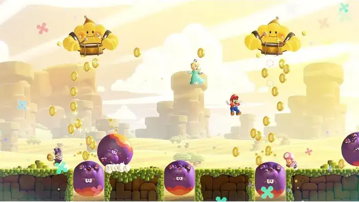 Nintendo Super Mario Bros. Wonder Ediție Nintendo Switch 2 Upgrade Pack, Rezoluție 4K, 60 fps, Personaje Noi Rosalina și Co-Star Luma, Cartuș