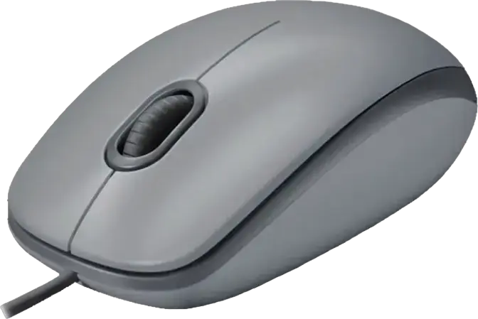 Mouse Optic cu Fir Logitech M110 Silent, Interfata USB, 1000 DPI, 3 Butoane, Design Ambidextru Full-size, Reducere Zgomot 90%, Cablu 1.8m, Gri